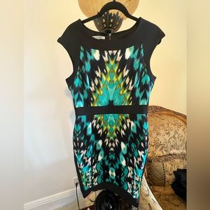 Maggy London Woman Multicolored Knee Length Sleeveless Dress Size 14